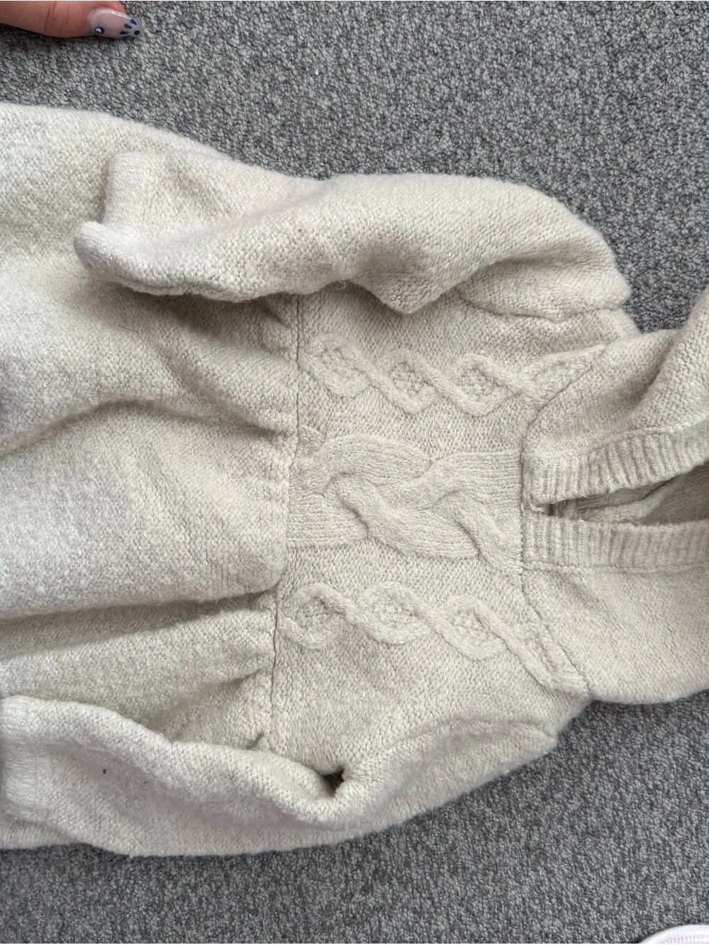 Carter's Cream Knit Hooded Romper with Light Blue Ribbed Onesie